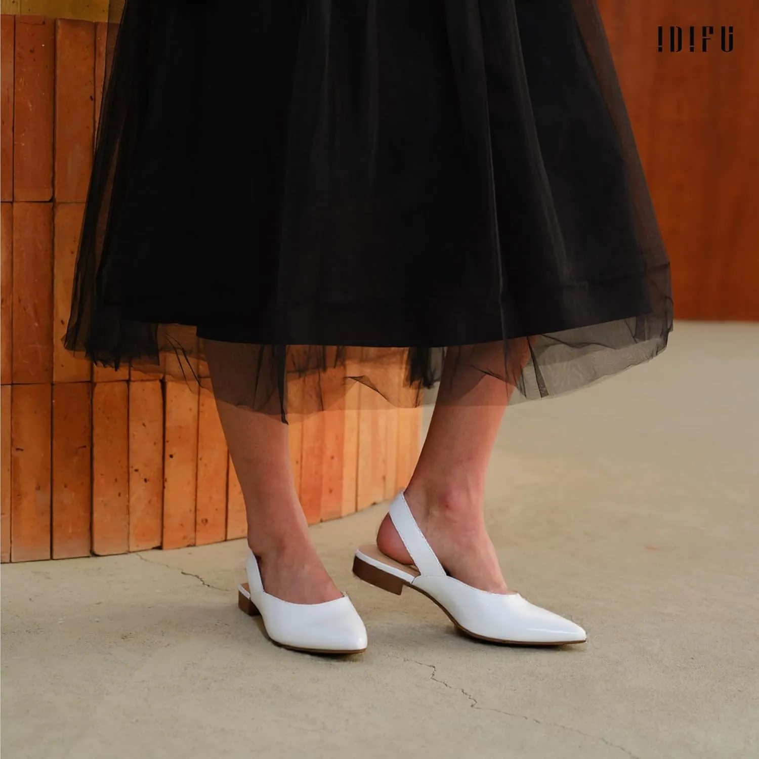 IDIFU Women's Flats Pointed Toe Slingback Dress Shoes for Women Comfortable Dressy Fashion Trendy Flat Shoes Work Bridal Wedding Office Cute Buckle Dress Flats