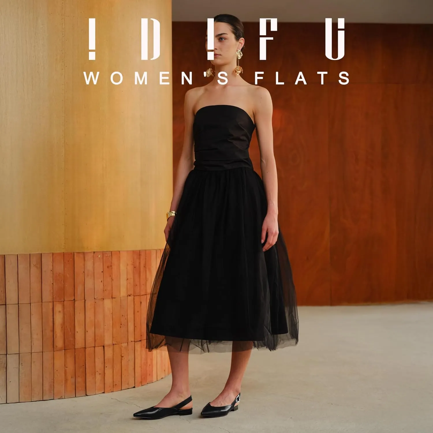 IDIFU Women's Flats Pointed Toe Slingback Dress Shoes for Women Comfortable Dressy Fashion Trendy Flat Shoes Work Bridal Wedding Office Cute Buckle Dress Flats