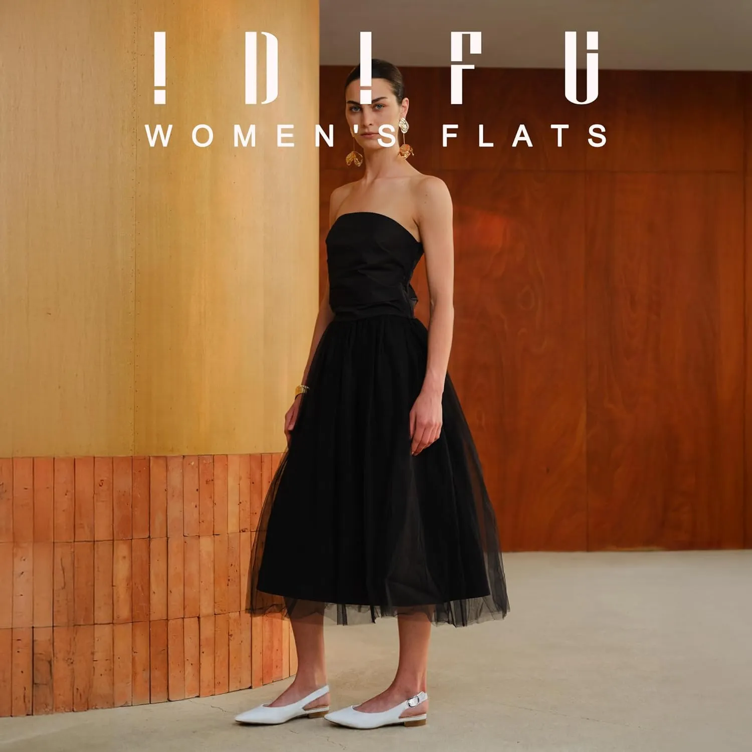 IDIFU Women's Flats Pointed Toe Slingback Dress Shoes for Women Comfortable Dressy Fashion Trendy Flat Shoes Work Bridal Wedding Office Cute Buckle Dress Flats