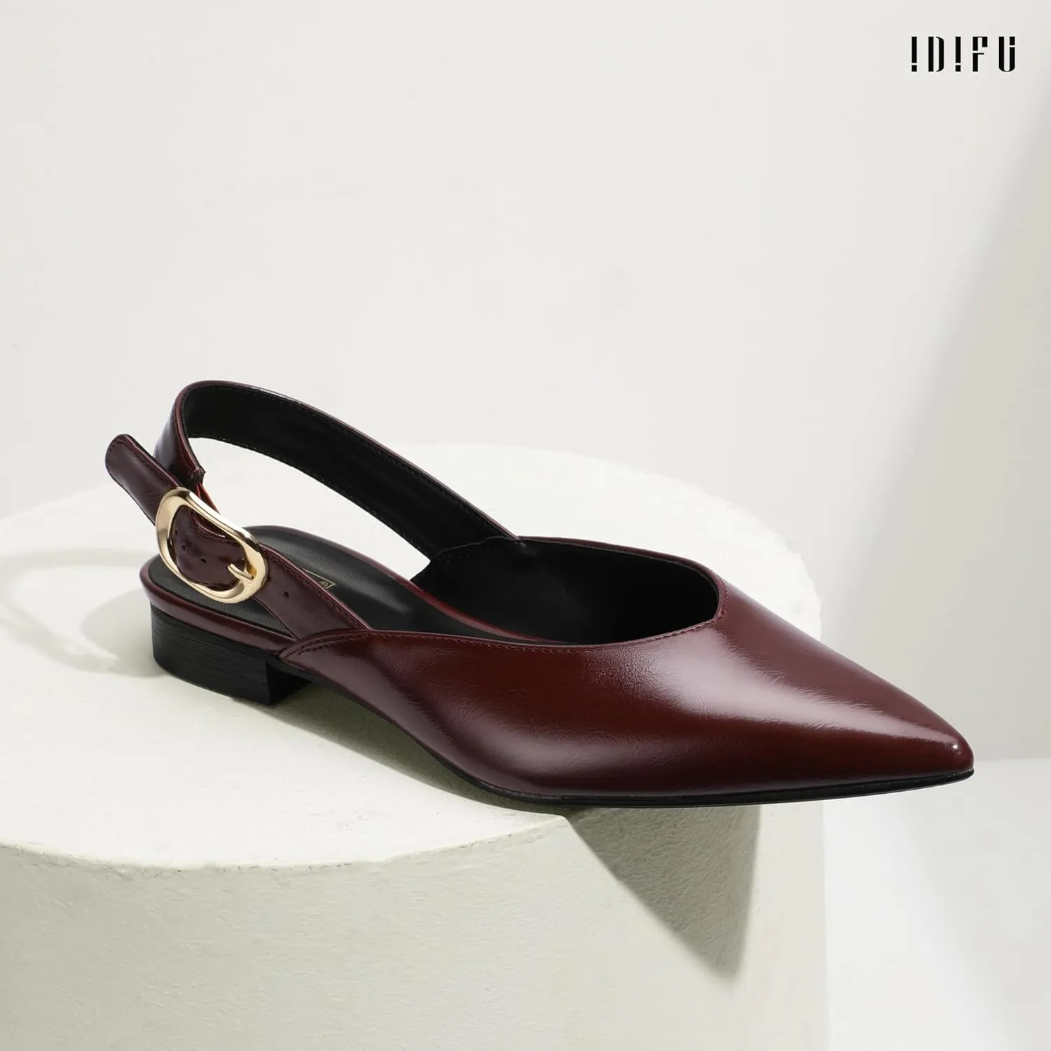 IDIFU Women's Flats Pointed Toe Slingback Dress Shoes for Women Comfortable Dressy Fashion Trendy Flat Shoes Work Bridal Wedding Office Cute Buckle Dress Flats