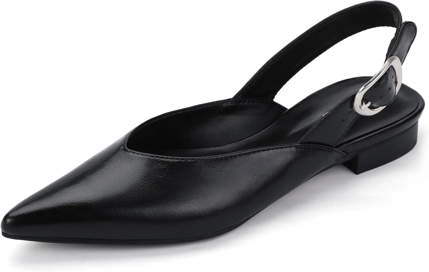 IDIFU Women's Flats Pointed Toe Slingback Dress Shoes for Women Comfortable Dressy Fashion Trendy Flat Shoes Work Bridal Wedding Office Cute Buckle Dress Flats