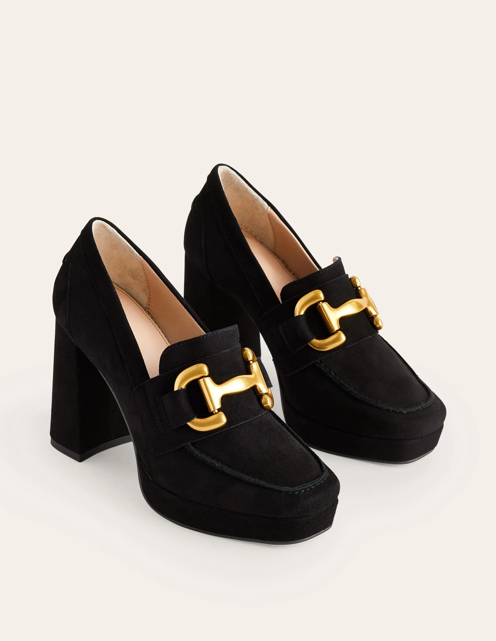 Iris Platform Snaffle Loafers-Black Suede