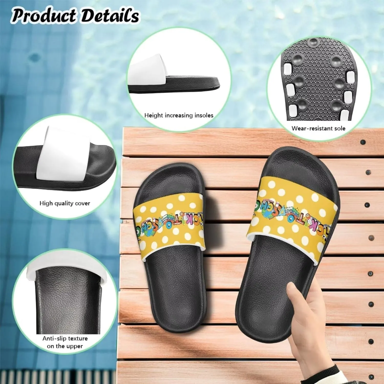 Jeiento Cartoon Slides for Kids Non-Slip Summer Slippers Lightweight Children Sandals for Beach, Pool, Shower,Rabbit Holiday Shoes
