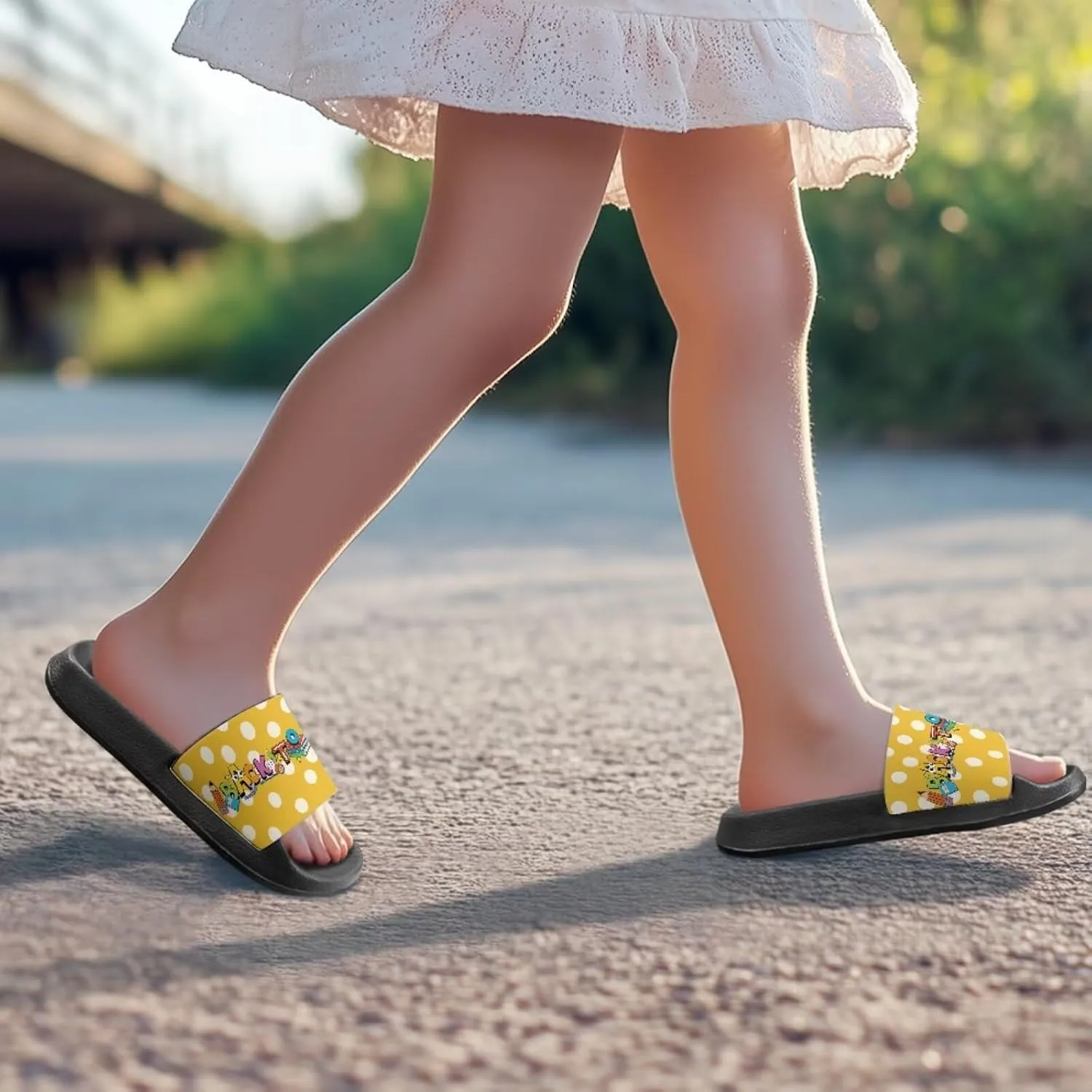 Jeiento Cartoon Slides for Kids Non-Slip Summer Slippers Lightweight Children Sandals for Beach, Pool, Shower,Rabbit Holiday Shoes