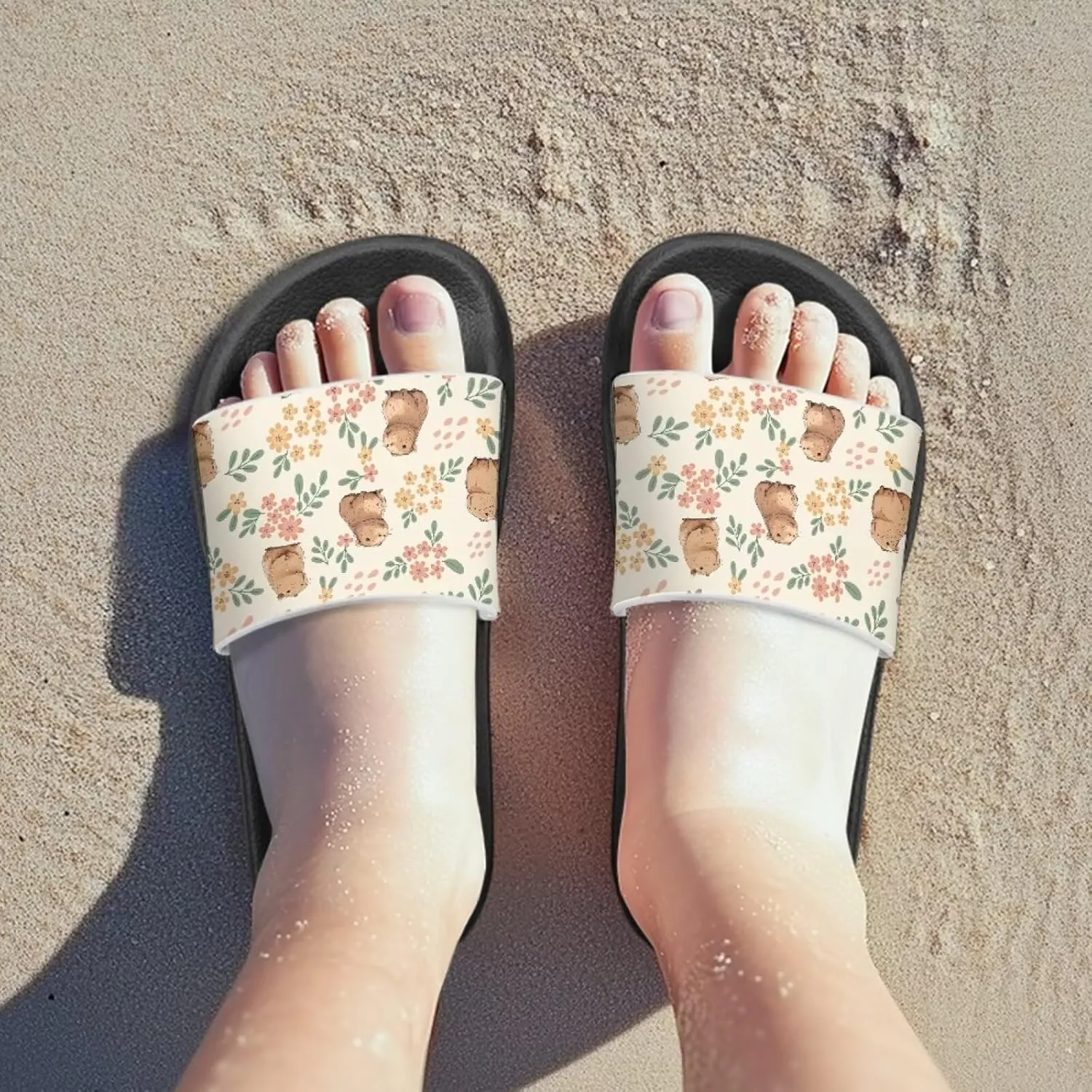 Jeiento Unisex Children Sandals Thick Sole Comfort Footed Casual Slide Open Toe Flat Sandals for Beach,Pool,Bathroom