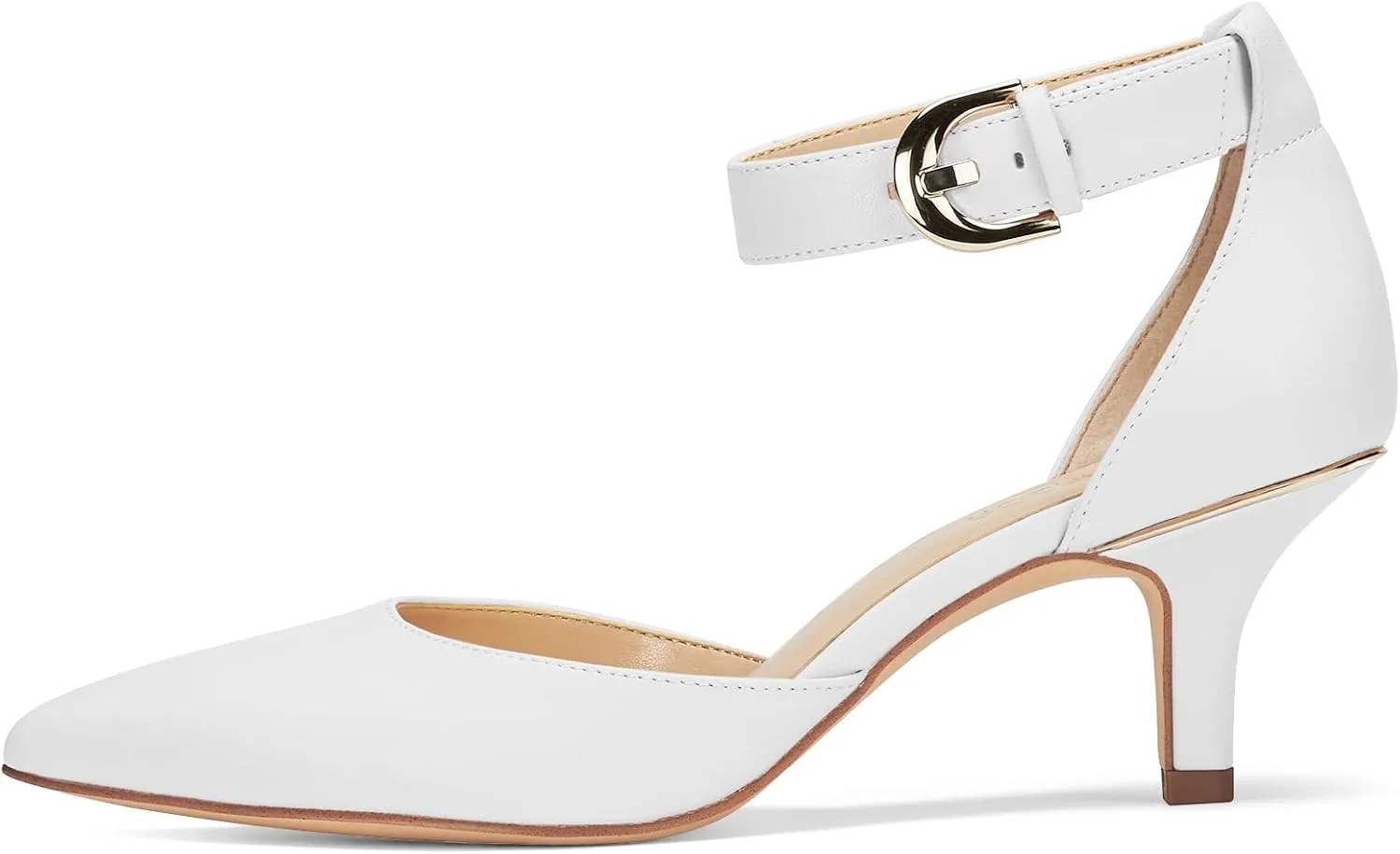 JENN ARDOR Women's Kitten Heel Pumps Ladies Closed Pointed Toe D'Orsay Ankle Strap Dress Stiletto