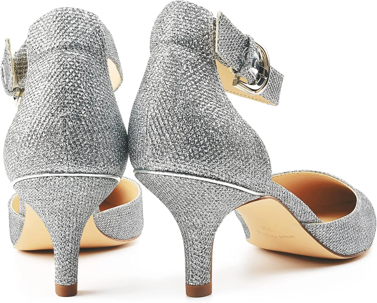 JENN ARDOR Women's Kitten Heel Pumps Ladies Closed Pointed Toe D'Orsay Ankle Strap Dress Stiletto
