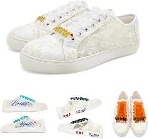 JIAJIA 8835 Wedding Shoes Bridal Sneakers Flats Bride Tennis Shoes Lace Sneakers - Personalized Customization Available