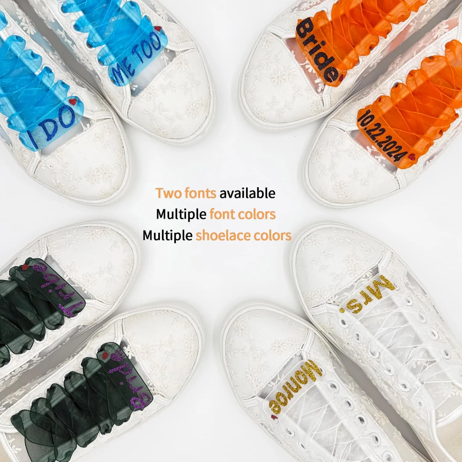 JIAJIA 8835 Wedding Shoes Bridal Sneakers Flats Bride Tennis Shoes Lace Sneakers - Personalized Customization Available