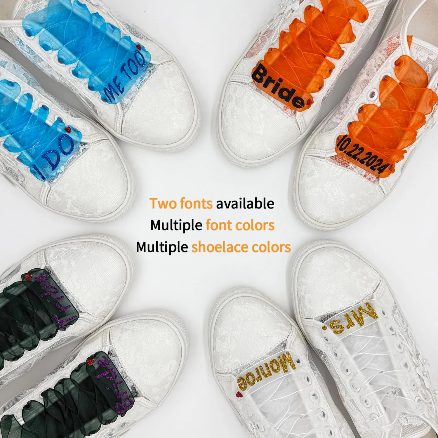 JIAJIA 8836 Wedding Shoes Bridal Sneakers Flats Bride Tennis Shoes Lace Sneakers - Personalized Customization Available