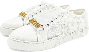 JIAJIA 8836 Wedding Shoes Bridal Sneakers Flats Bride Tennis Shoes Lace Sneakers - Personalized Customization Available