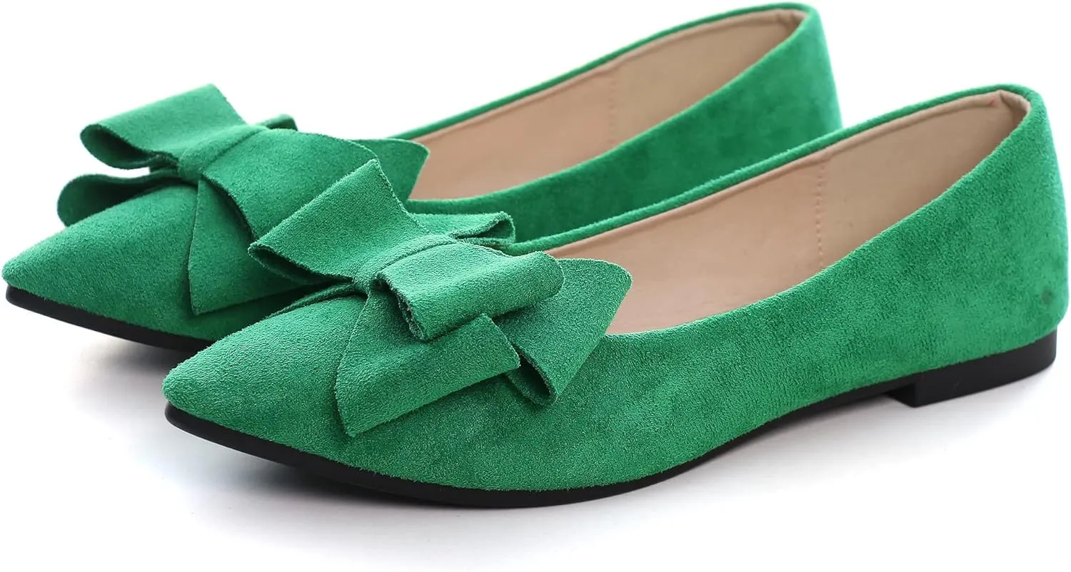 JiangWei Shu Women's Ballet Flats Solid Slip On Walking Shoes