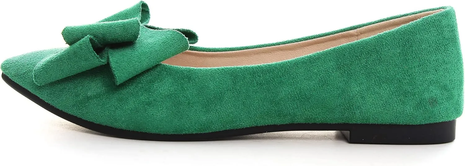 JiangWei Shu Women's Ballet Flats Solid Slip On Walking Shoes