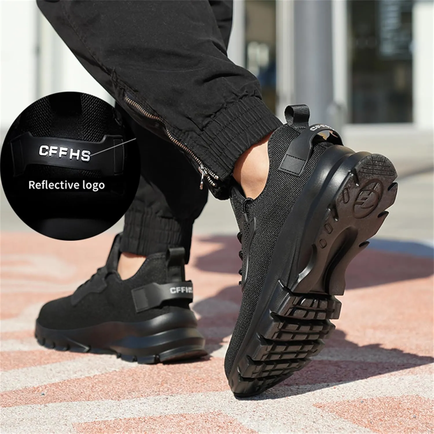 JiuQing Safety Shoes Mesh Steel Toe Sneakers Non-Slip Reflective Lightweight Industrial Work Shoes Comfortable