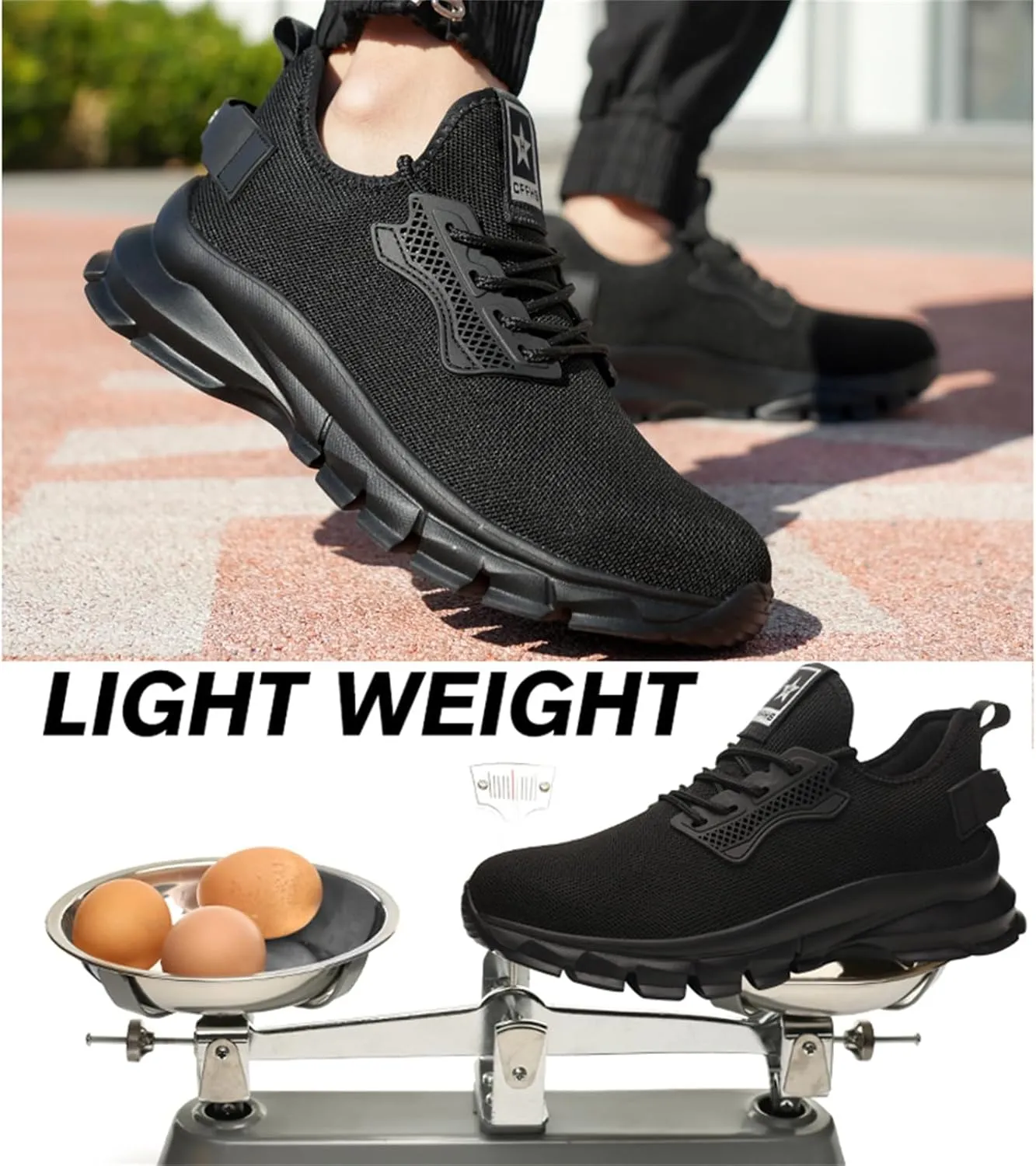 JiuQing Safety Shoes Mesh Steel Toe Sneakers Non-Slip Reflective Lightweight Industrial Work Shoes Comfortable