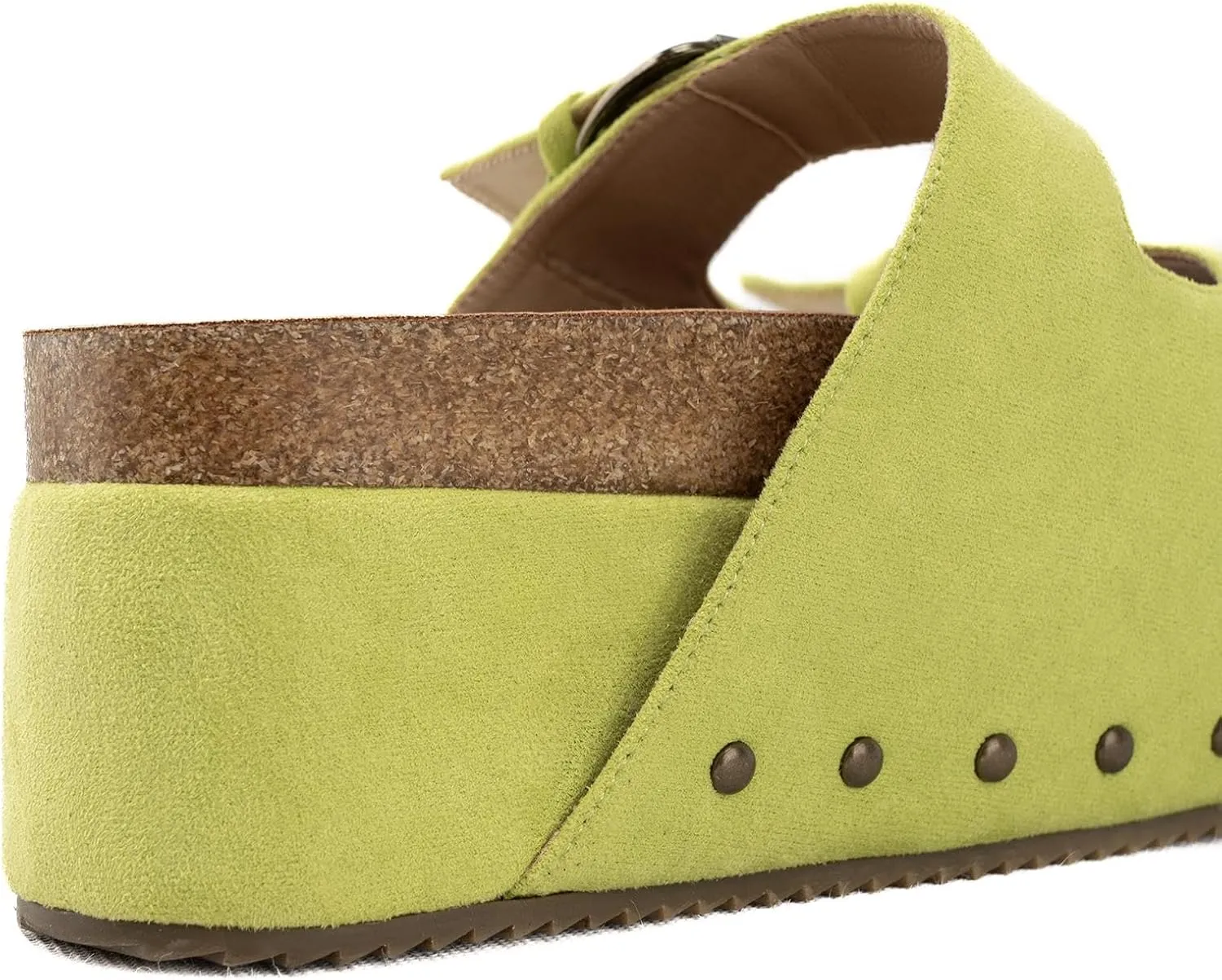 JORISTIMO Women's Cork Flatform Sandals Dual Buckled Band Suede Clogs Platform Slip On Sandals
