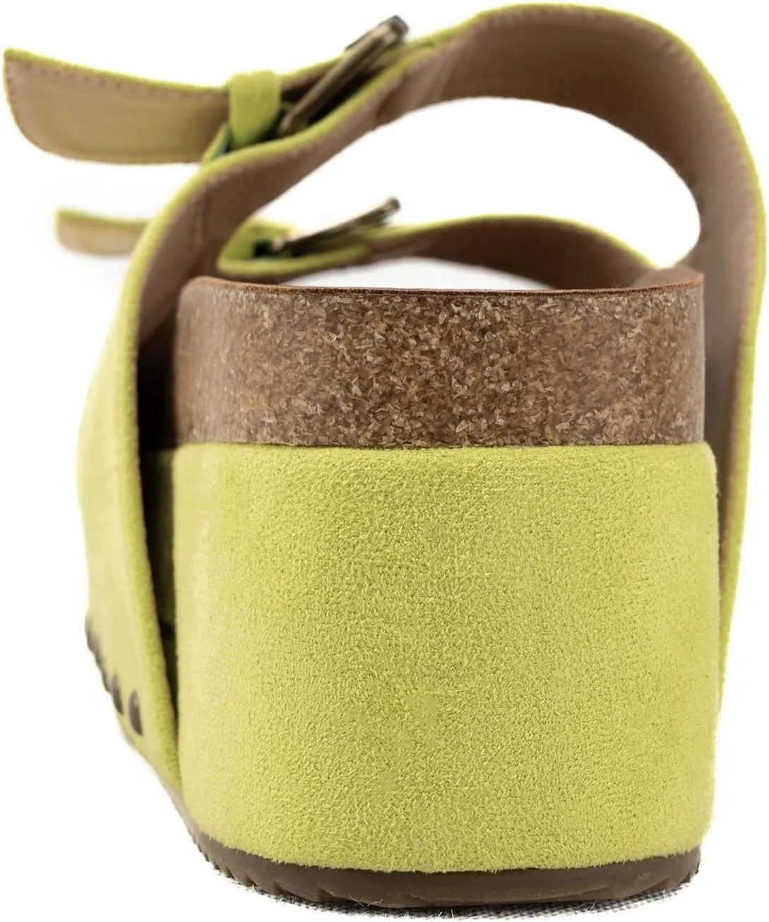 JORISTIMO Women's Cork Flatform Sandals Dual Buckled Band Suede Clogs Platform Slip On Sandals