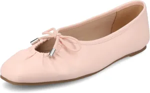 Journee Collection Womens Callee Ruched Ballet Dress Flats with Bow Cushioned Slip On Soft Square Toe Fashion Shoe