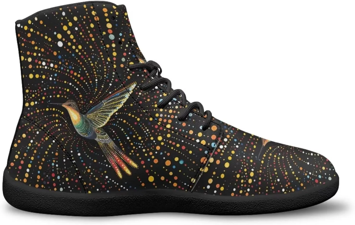 JoyLamoria Skull Platform Sneakers Casual Hi Sneakers Lace up High Top Shoes Hip Hop Gothic Leather Shoes,Black