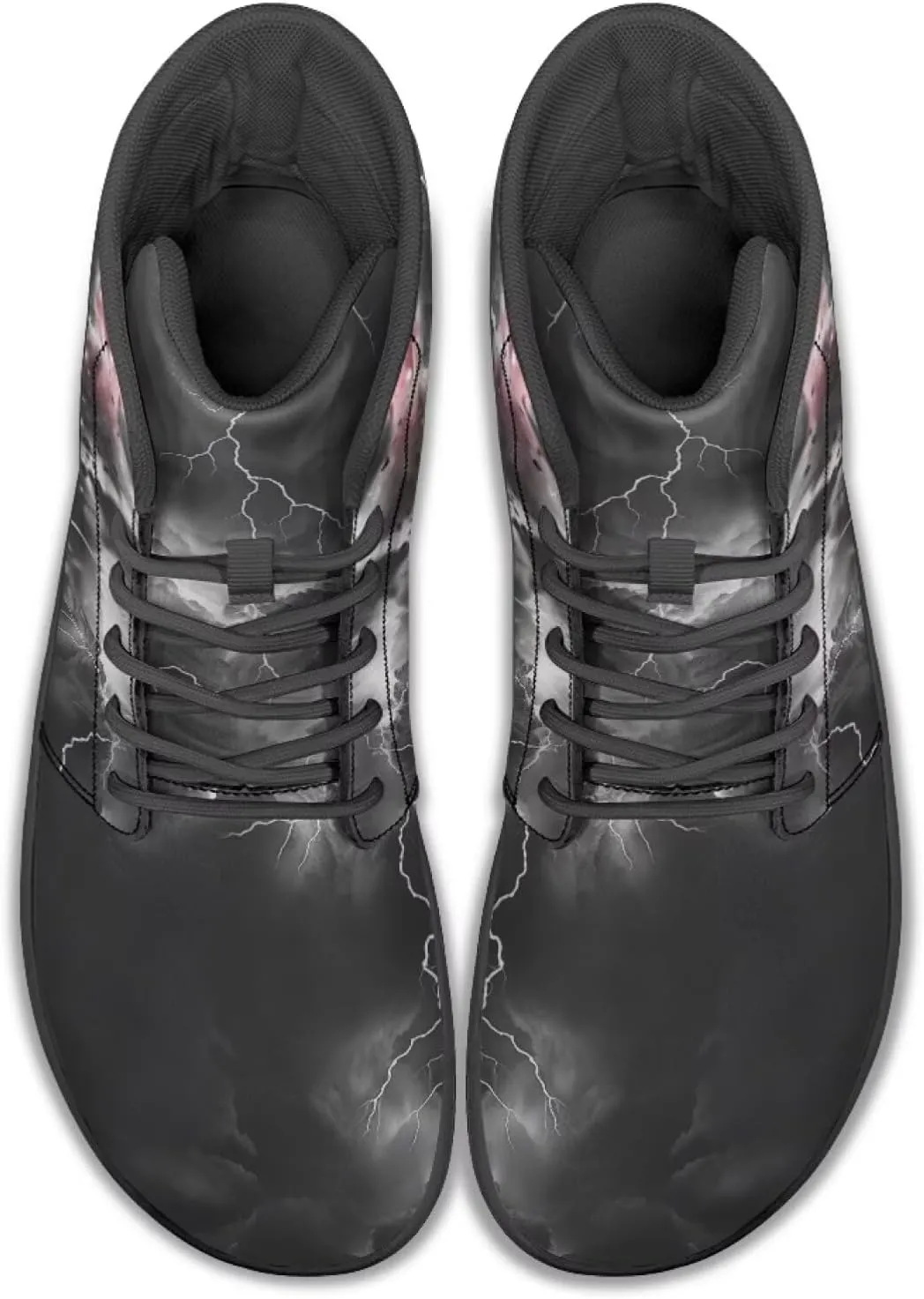 JoyLamoria Skull Platform Sneakers Casual Hi Sneakers Lace up High Top Shoes Hip Hop Gothic Leather Shoes,Black