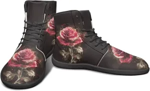 JoyLamoria Skull Platform Sneakers Casual Hi Sneakers Lace up High Top Shoes Hip Hop Gothic Leather Shoes,Black