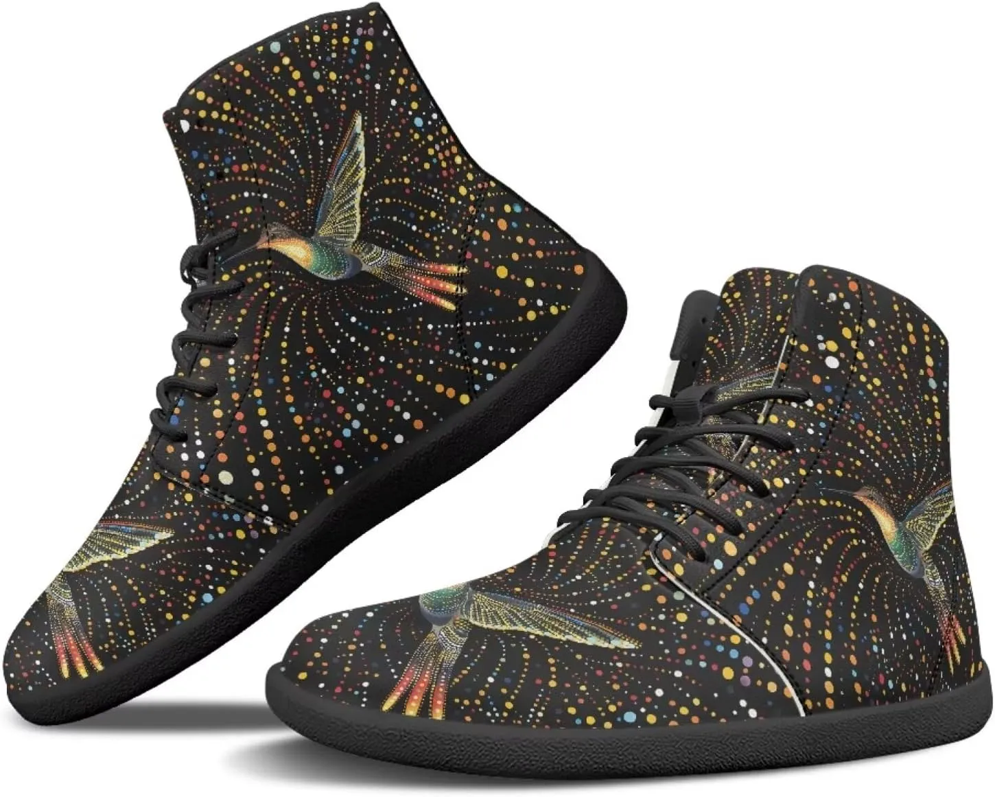 JoyLamoria Skull Platform Sneakers Casual Hi Sneakers Lace up High Top Shoes Hip Hop Gothic Leather Shoes,Black