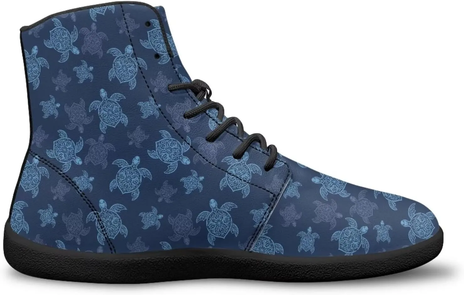 JoyLamoria Skull Platform Sneakers Casual Hi Sneakers Lace up High Top Shoes Hip Hop Gothic Leather Shoes,Black