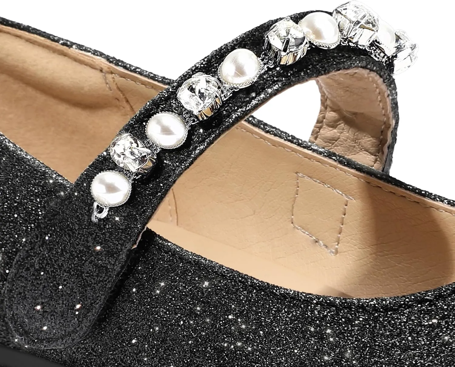 K KomForme Girl Toddler/Little Kid/Big Kid Ballet Flats Pearl Rhinestone Mary Jane Slip-on Party School Princess Flower Wedding Dress Shoes