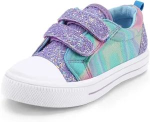 K KomForme Toddler Boys & Girls Shoes Kids Canvas Sneakers with Cartoon Dual Hook and Loops