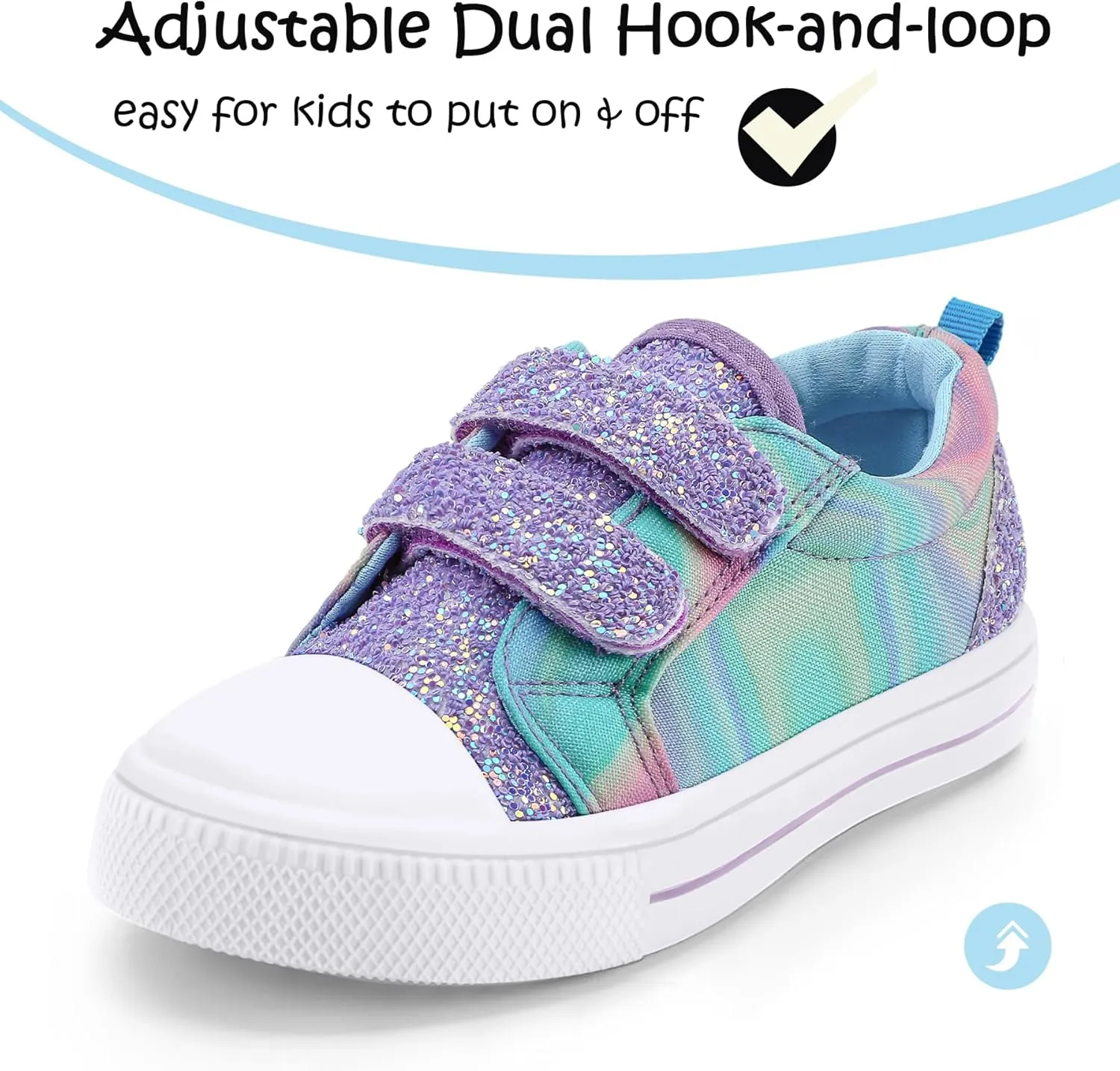 K KomForme Toddler Boys & Girls Shoes Kids Canvas Sneakers with Cartoon Dual Hook and Loops