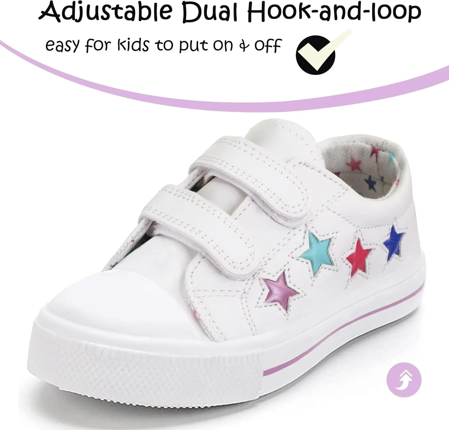 K KomForme Toddler Sneakers for Boys and Girls Dual Hook and Loops Sneakers Baby Canvas Shoes