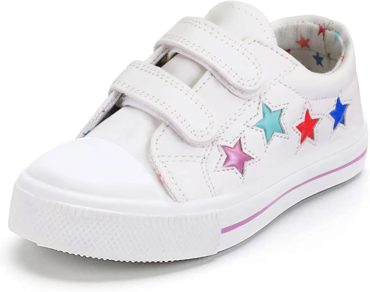 K KomForme Toddler Sneakers for Boys and Girls Dual Hook and Loops Sneakers Baby Canvas Shoes