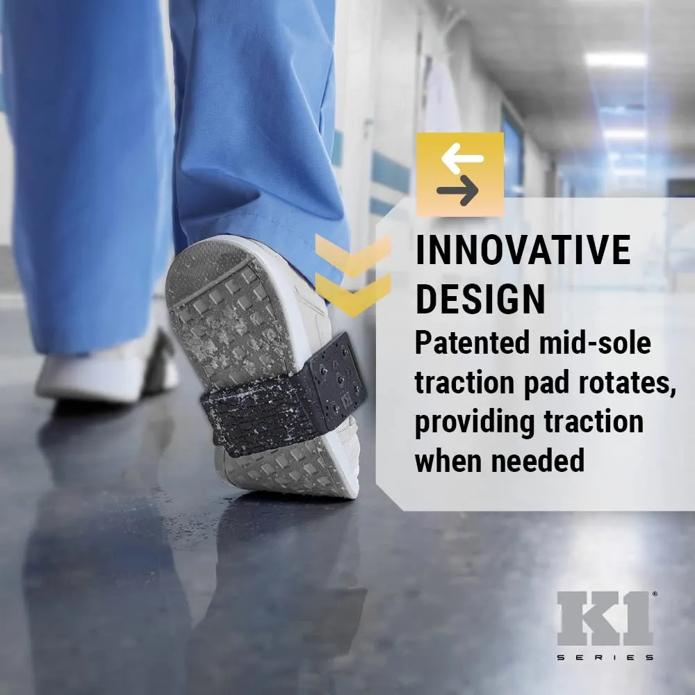 K1 Mid-Sole Ice Cleats - Rotatable Traction Aids For Flat Shoes - Indoor/Outdoor, Climbing, Driving - Slim Profile - Black