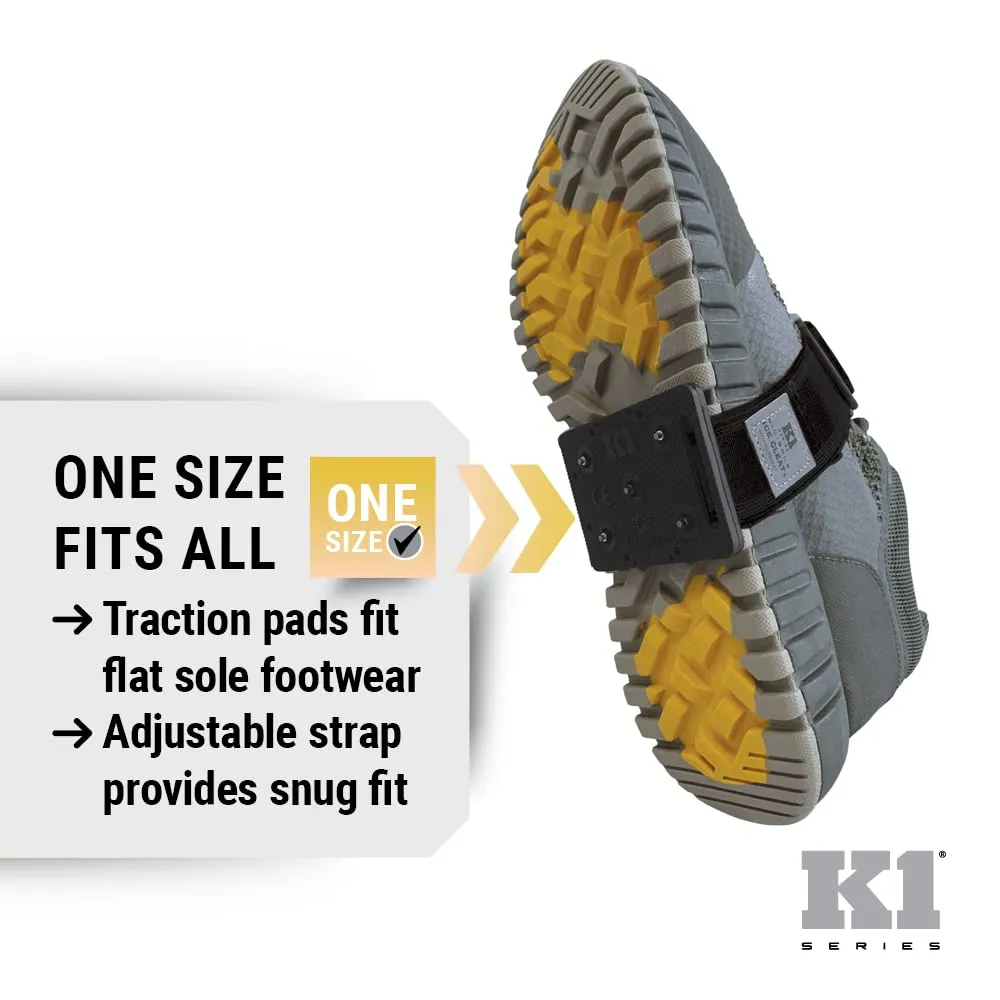 K1 Mid-Sole Ice Cleats - Rotatable Traction Aids For Flat Shoes - Indoor/Outdoor, Climbing, Driving - Slim Profile - Black