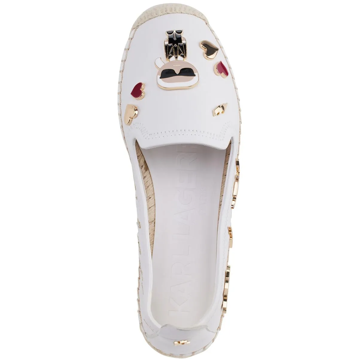 Karl Lagerfeld Womens MICHAELA Faux Leather Wedge Espadrilles