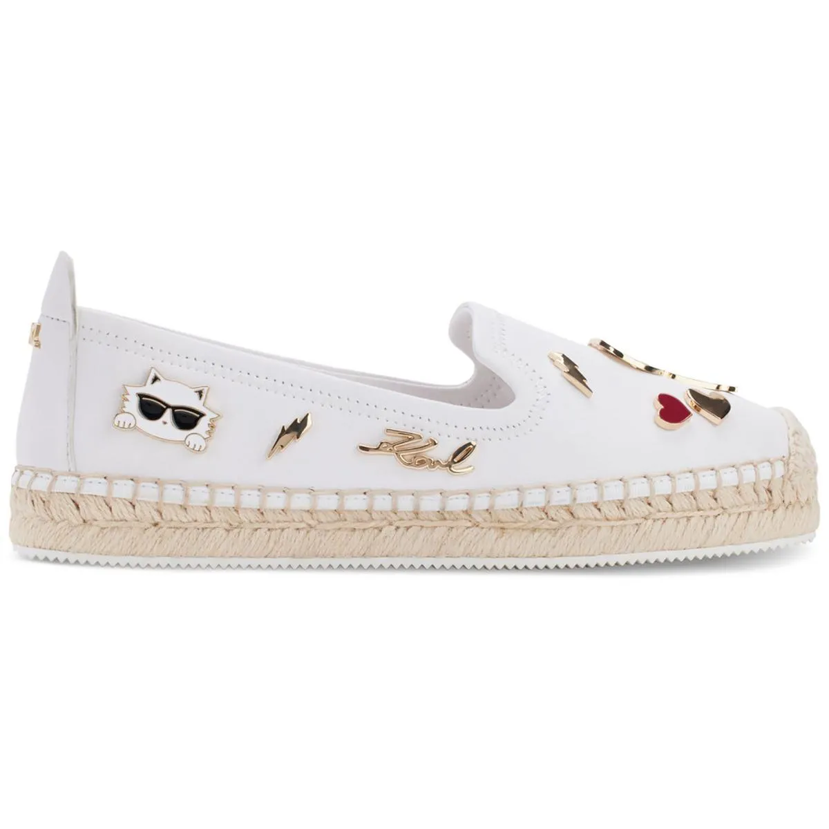 Karl Lagerfeld Womens MICHAELA Faux Leather Wedge Espadrilles