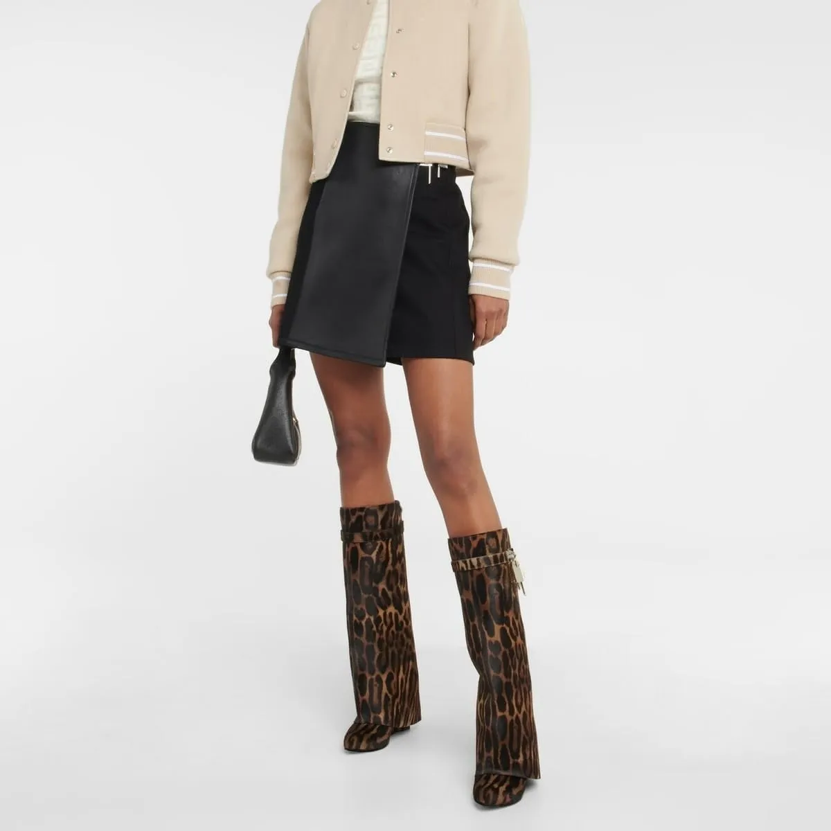 keleimusi Fold Over Wedge Boots Heeled PadLock Pant Knee High Shoes Tall/Short Booties in Black