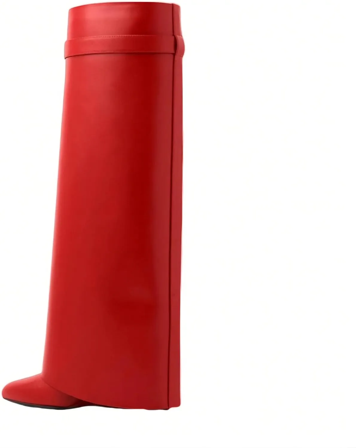 keleimusi Fold Over Wedge Boots Heeled PadLock Pant Knee High Shoes Tall/Short Booties in Black