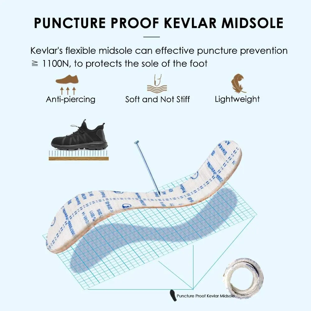 KINOW Men Steel Toe Safety Work Shoes Slip Resistant Lightweight Outdoor Athletic Industrial Construction Sneakers for Women