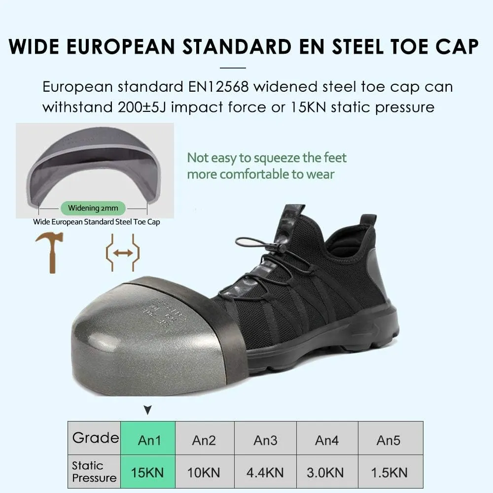 KINOW Men Steel Toe Safety Work Shoes Slip Resistant Lightweight Outdoor Athletic Industrial Construction Sneakers for Women