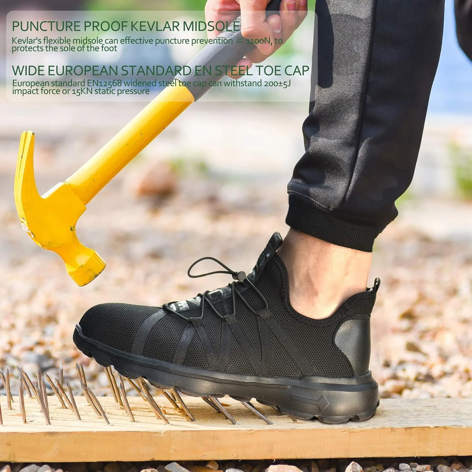 KINOW Men Steel Toe Safety Work Shoes Slip Resistant Lightweight Outdoor Athletic Industrial Construction Sneakers for Women