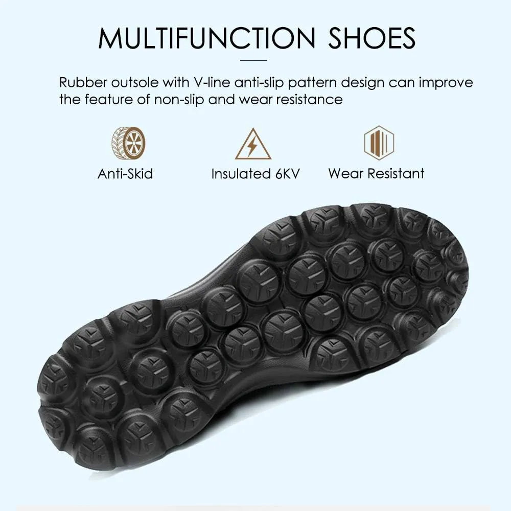 KINOW Men Steel Toe Safety Work Shoes Slip Resistant Lightweight Outdoor Athletic Industrial Construction Sneakers for Women