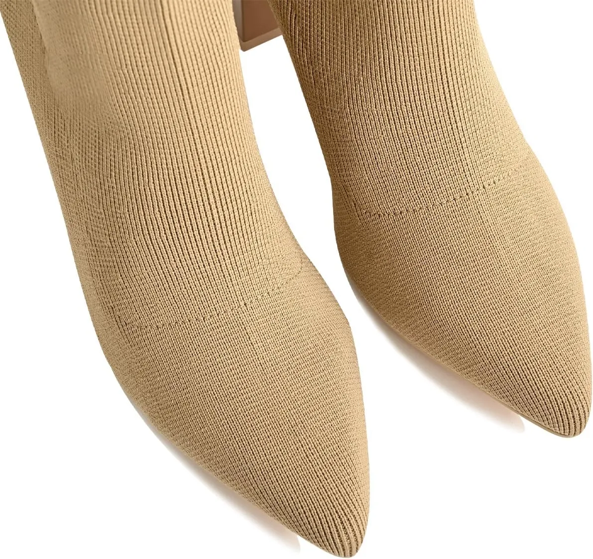 Knit Ankle Boots for Women - Chunky Block Heel Chelsea Boots - Stretchy Breathable Knit Sock Booties for Fall & Winter 2024 Trendy Slip On Comfortable