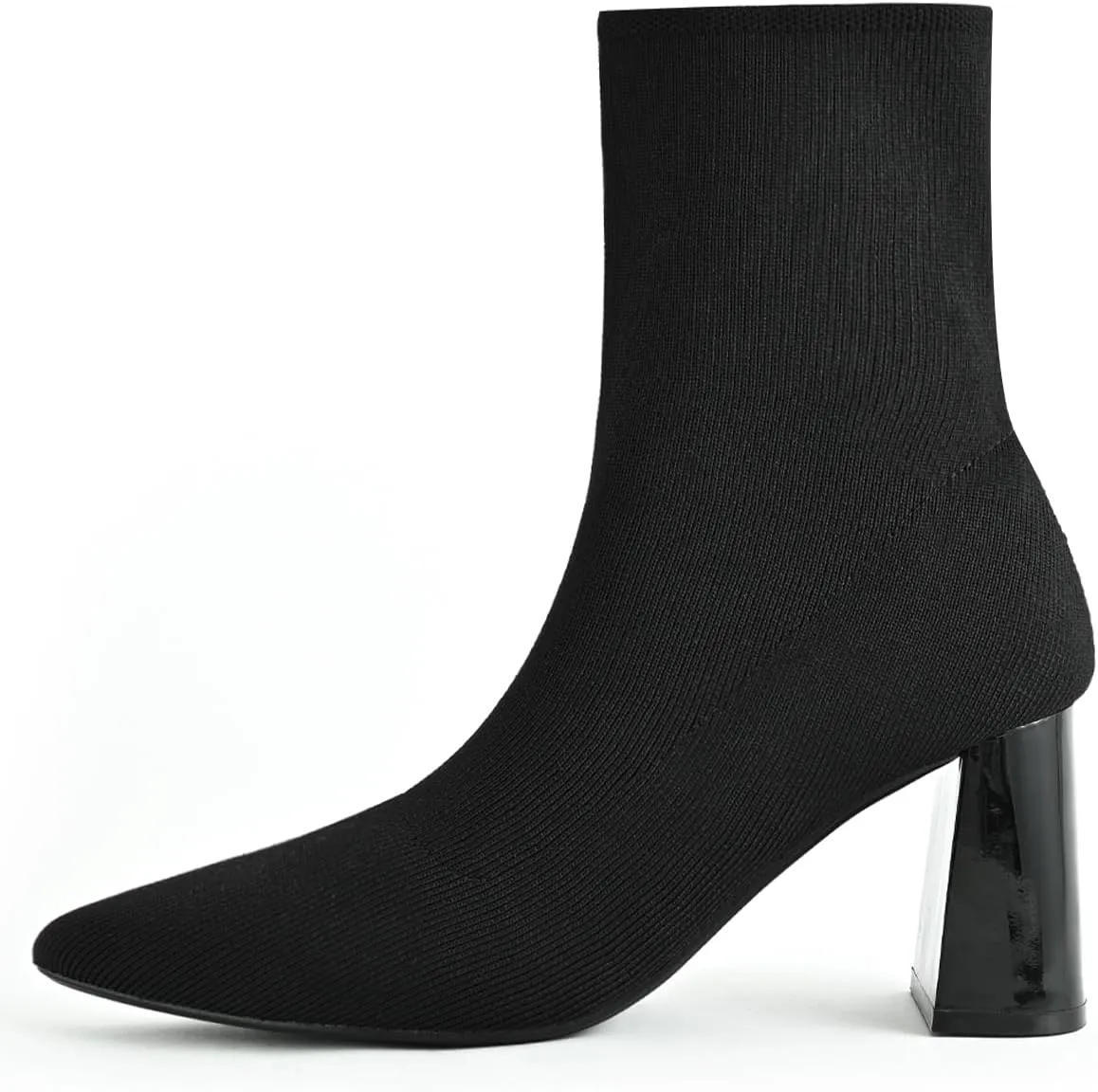 Knit Ankle Boots for Women - Chunky Block Heel Chelsea Boots - Stretchy Breathable Knit Sock Booties for Fall & Winter 2024 Trendy Slip On Comfortable
