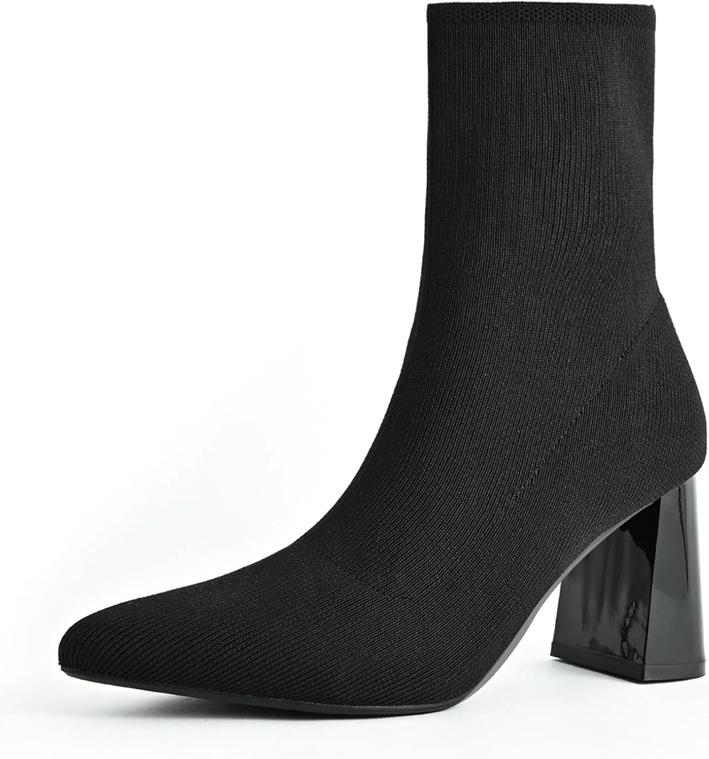 Knit Ankle Boots for Women - Chunky Block Heel Chelsea Boots - Stretchy Breathable Knit Sock Booties for Fall & Winter 2024 Trendy Slip On Comfortable
