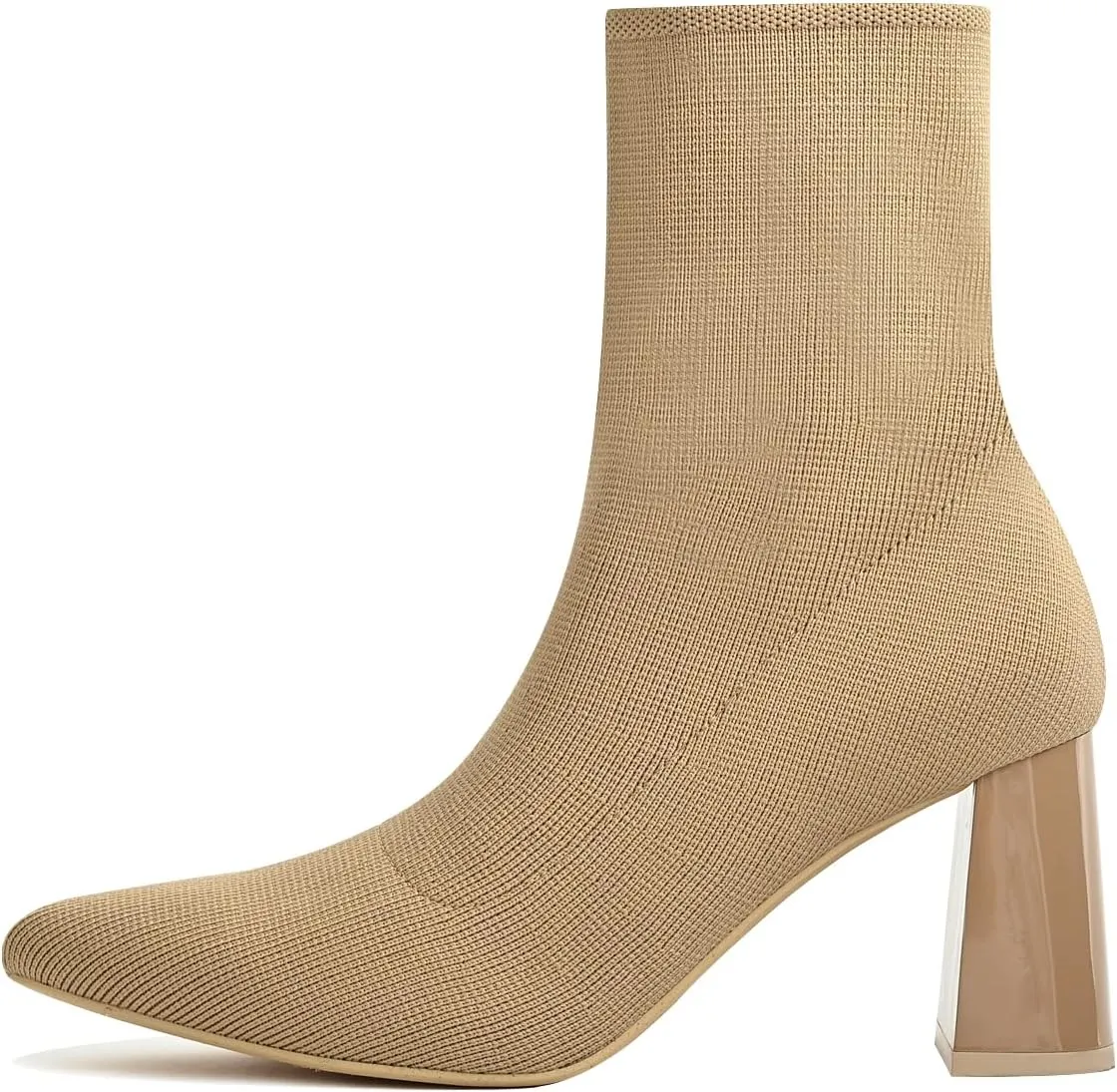 Knit Ankle Boots for Women - Chunky Block Heel Chelsea Boots - Stretchy Breathable Knit Sock Booties for Fall & Winter 2024 Trendy Slip On Comfortable