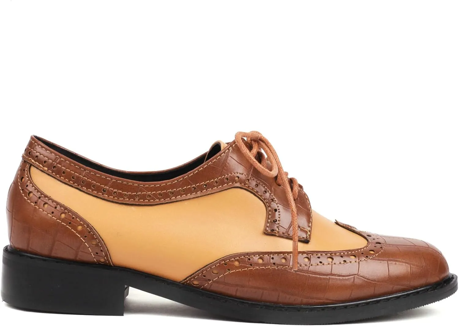 KysBloes Women Oxford Flats Lace Up Wingtip Brogue Shoes Low Heel Closed Toe Vintage Saddle Shoes
