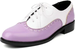 KysBloes Women Oxford Flats Lace Up Wingtip Brogue Shoes Low Heel Closed Toe Vintage Saddle Shoes