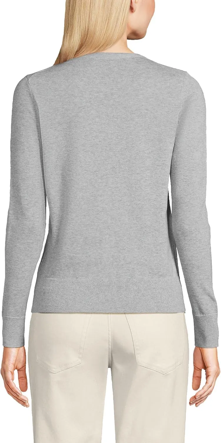 Lands' End Women's Fine Gauge Cotton Cardigan Sweater