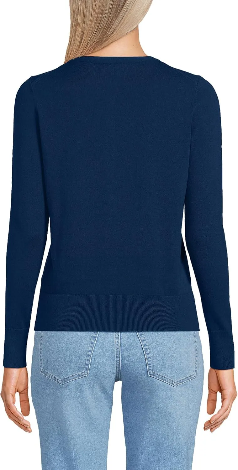Lands' End Women's Fine Gauge Cotton Cardigan Sweater